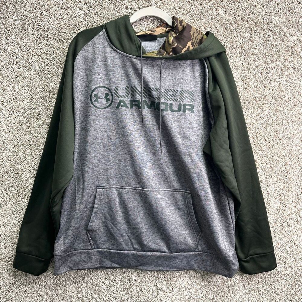 Under Armour Hoodie Men’s XL ColdGear Green and Grey‎ Loose Fit